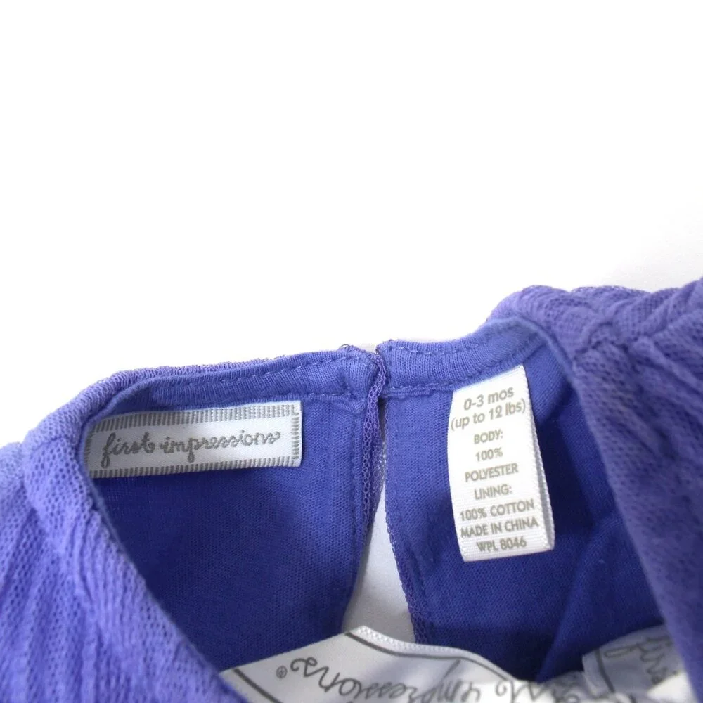 First Impressions Baby Girl's Purple Tulle Dress & Leggings Set 0-3 Months NWOT